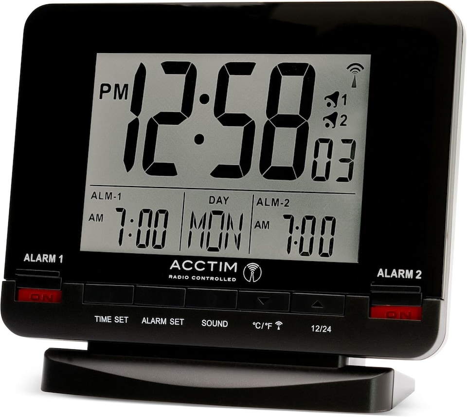 image 1 of Acctim Delaware Digital Alarm Clock Radio Controlled Dual Couples Alarm Date & Temperature Display