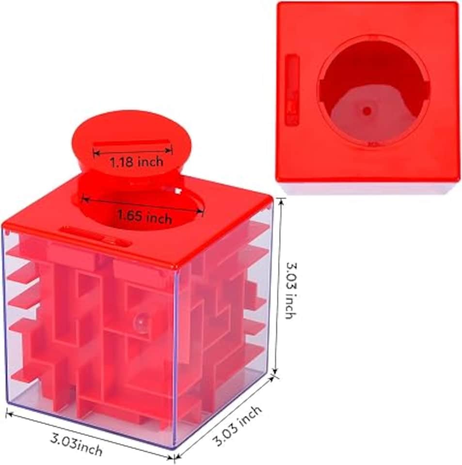image 1 of London Boutique 8PCS 3D Maze Money Puzzle Box, Rolling Ball Brain Teaser Piggy Bank, Solid Color Maze Cube Gift for Kids Teens Adults