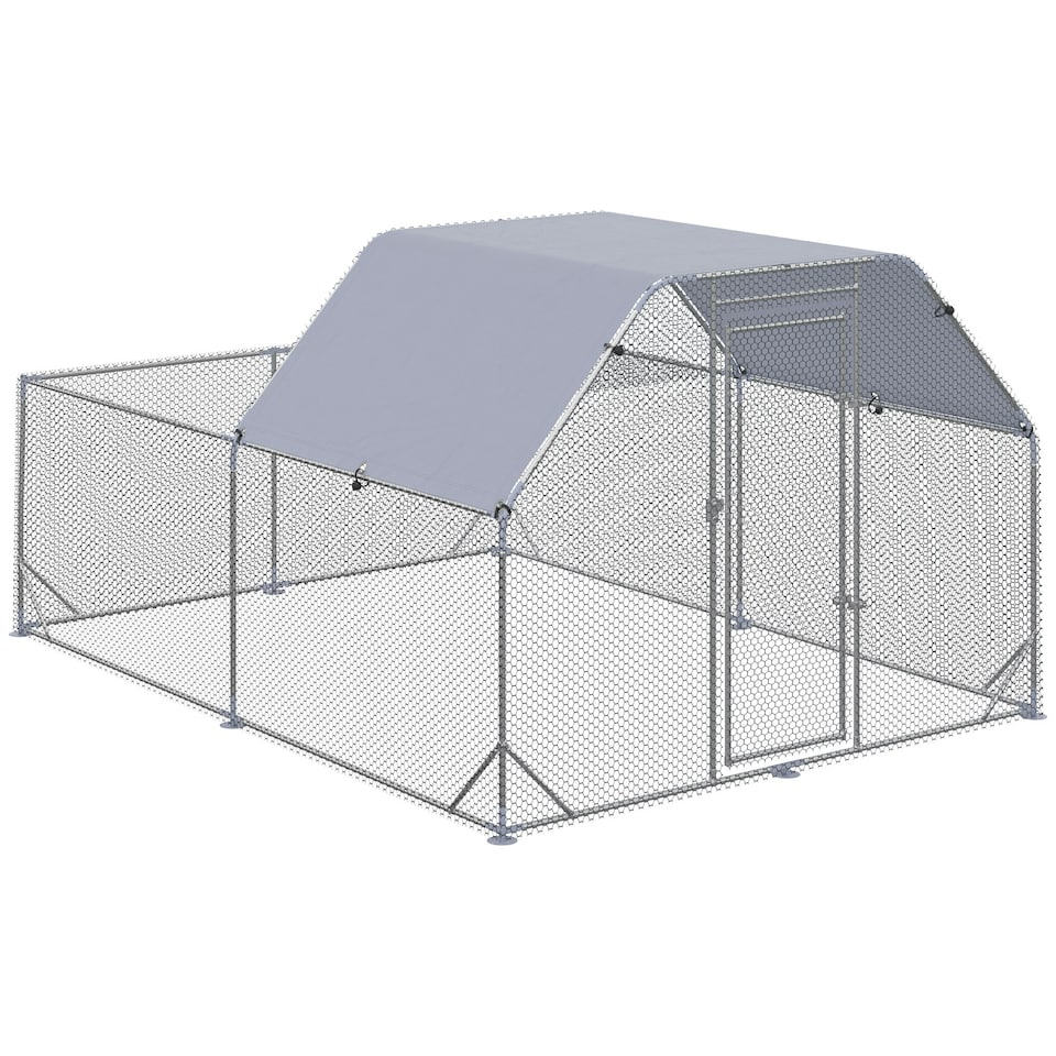 image 1 of PawHut Chicken Run W/ Roof, Walk In Chicken Coop for 10-12 Chickens, Hen House