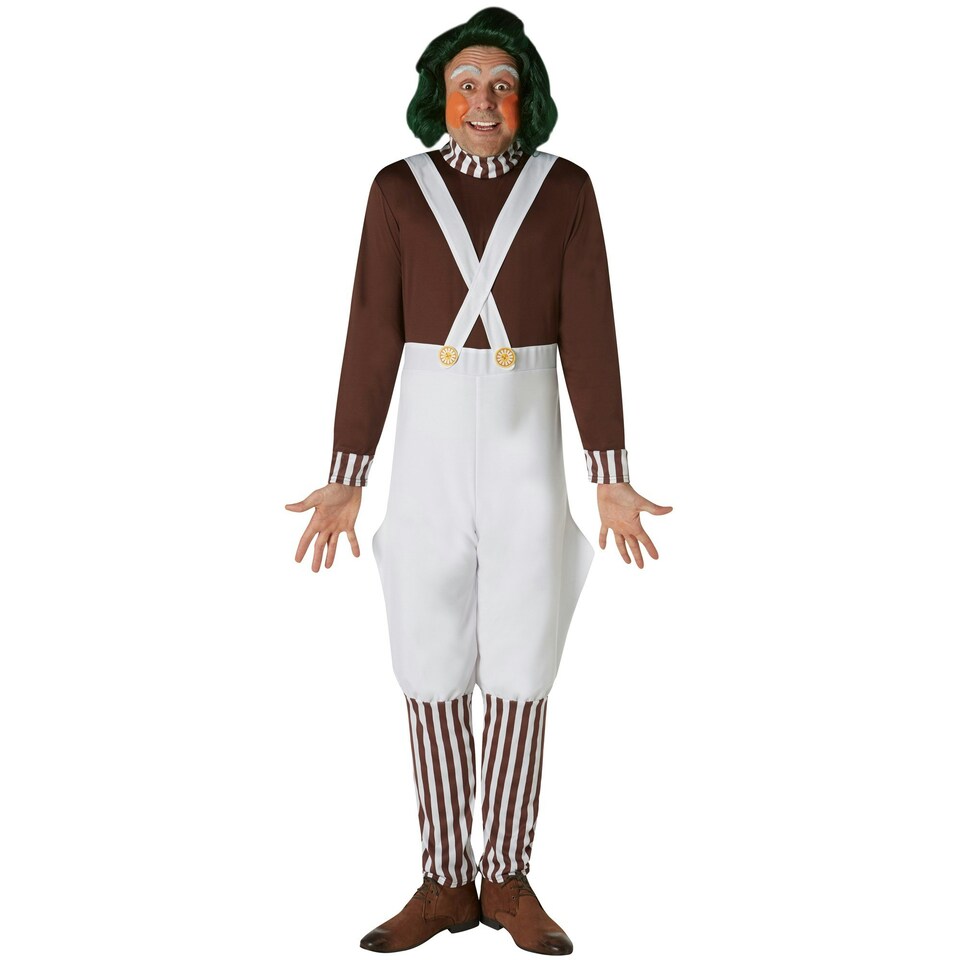 image 1 of Willy Wonka & the Chocolate Factory Mens Oompa Loompa Costume - Brown/White - S S