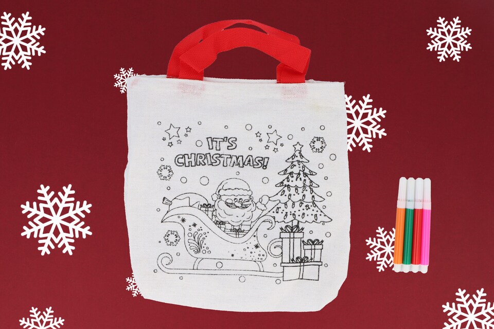 image 1 of Christmas Colour-Your-Own Tote Bag (22cm x 20cm)