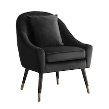 Octavia Velvet Fabric Accent Chair - Black