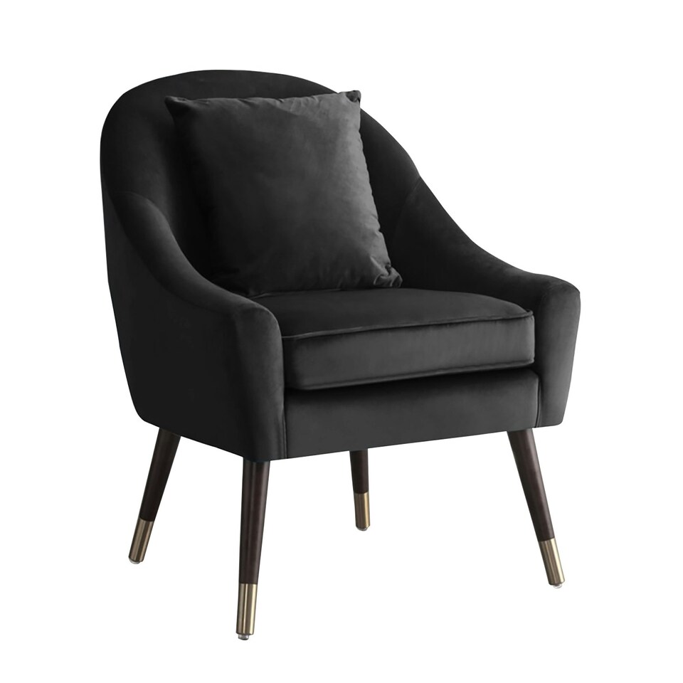image 1 of Octavia Velvet Fabric Accent Chair - Black