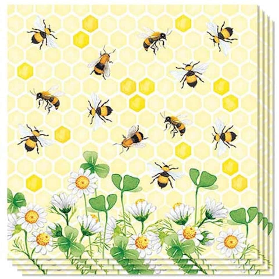 Bees Joy Premium Decoupage Luncheon Napkins 3 Ply 33cm - Pack of 20