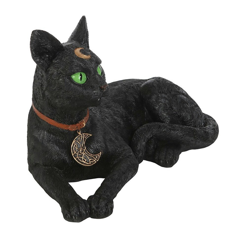 image 1 of Something Different Laying Black Cat Figurine - Black/Green - One Size
