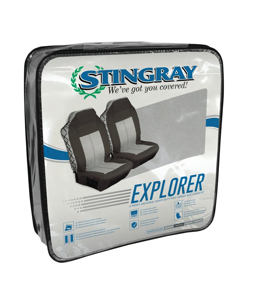 image 1 of ZSEXPLORER01GR-Stingray - Explorer 2Pc Front Car Seat Cover Set - Grey