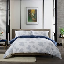Hyogo Japanese-Inspired Luxury Double Gauze Cotton Duvet Cover Set Blue | White | Single