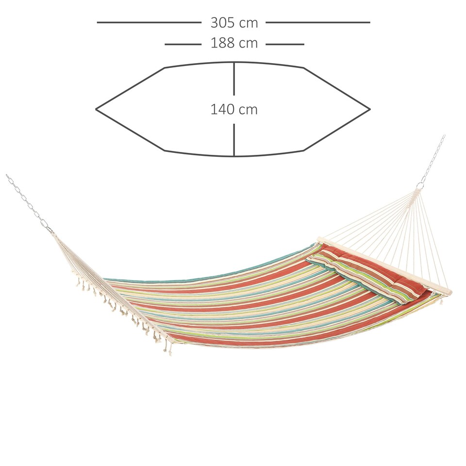 image 1 of Outsunny Hammock Outdoor Garden Camping Hanging Swing Portable Travel Red 