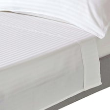 Homescapes White Egyptian Cotton Satin Stripe Flat Sheet 330 TC, King | White | King