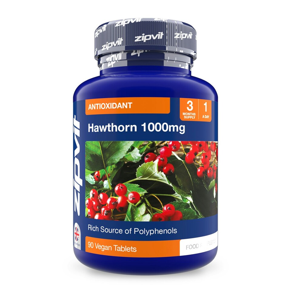 image 1 of Hawthorn Berry Leaf 1000mg, 90 Vegan Tablets, 3-Month Supply, Traditional Herbal Supplement