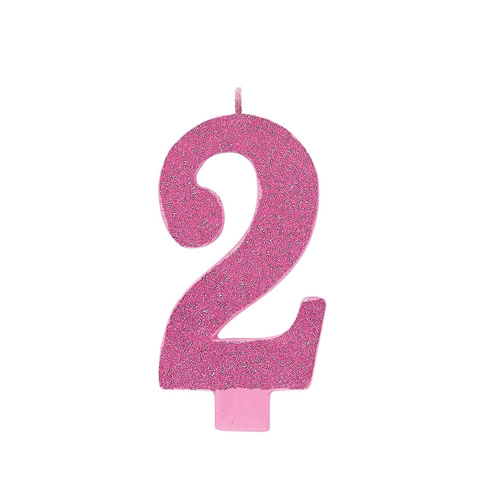 Amscan 2 Glitter Candle - Pink - One Size