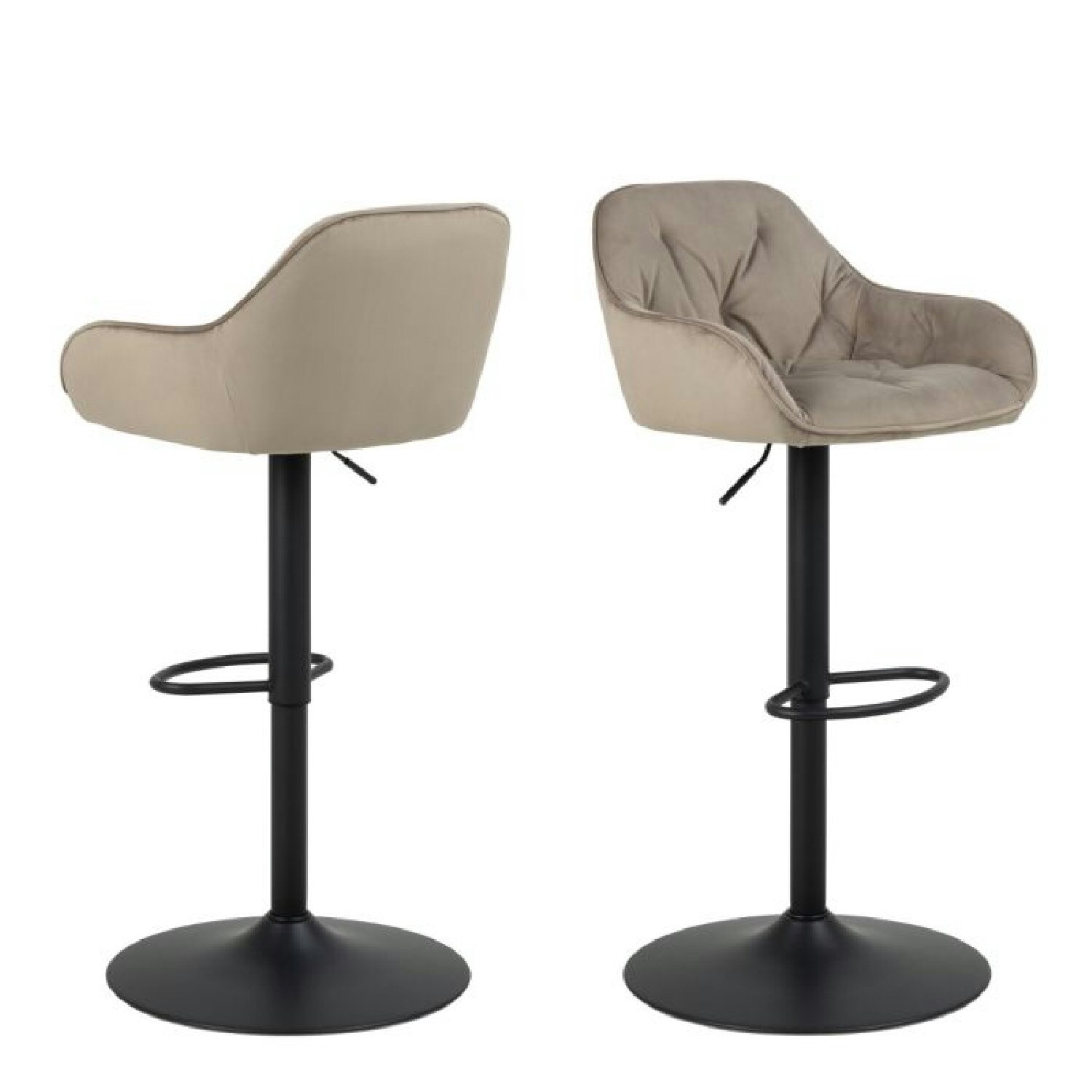 Camden Swivel Bar Stool in Beige Velvet Set of 2