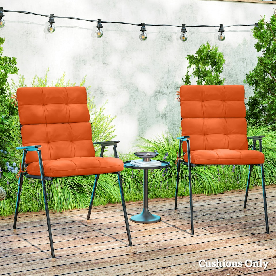image 1 of Outsunny 2pc Outdoor Seat Cushion with Backrest, Ties, for Garden, Orange Orange | Orange