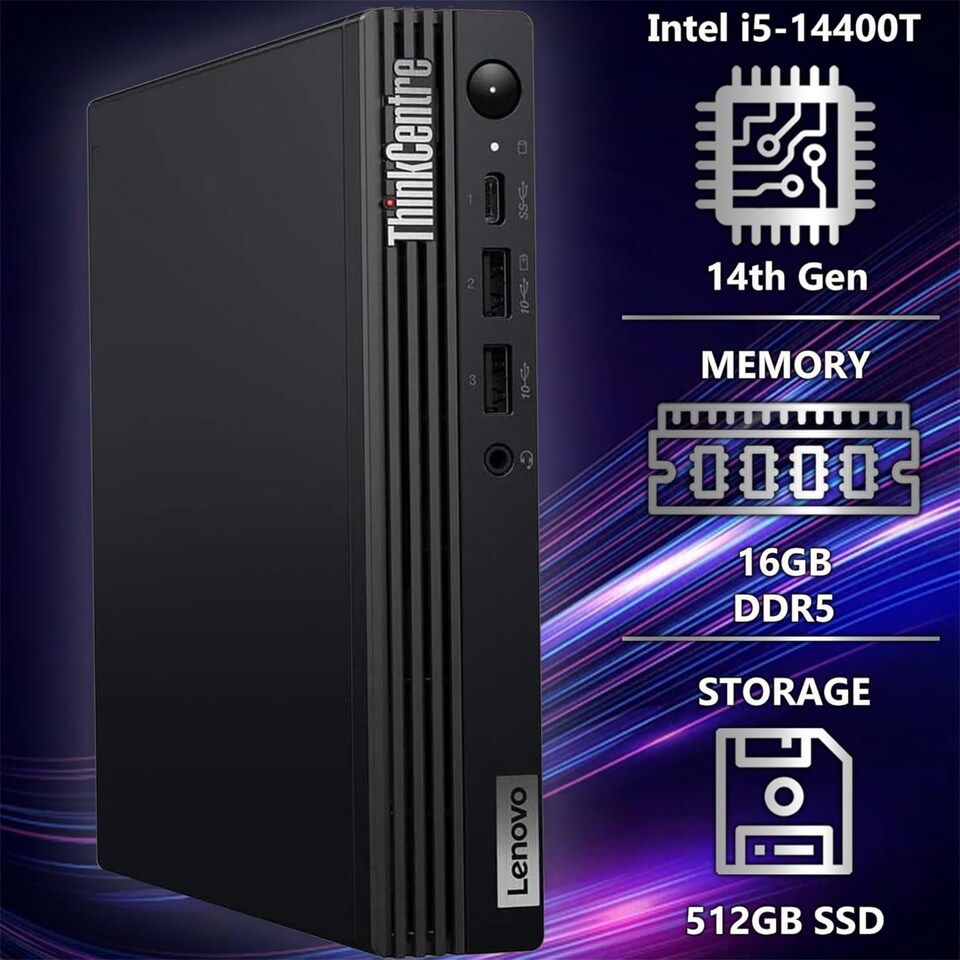 image 1 of Lenovo ThinkCentre M70q Gen 5 12TD0072UK Tiny Intel Core i5-14400T 16GB RAM 512G