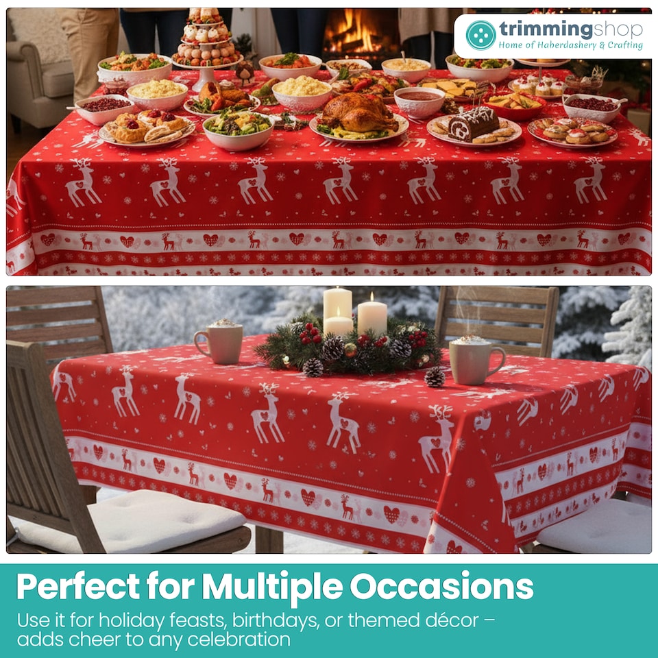 image 1 of Rectangular Christmas Waterproof PVC Table Cover - 120 x 180cm