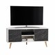 image 1 of Decorotika Lesson 120 cm Corner TV Unit for TVs up to 51 inches with Cabinets and Open Shelves | Multi | White and Black Marble Effect | One Size | 1