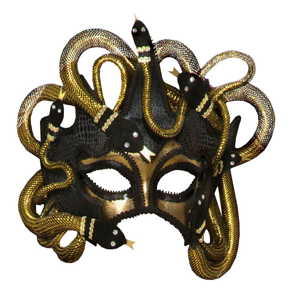 image 1 of Bristol Novelty Unisex Medusa Eye Mask With Ribbon Tie - Black/Gold - One Size One Size