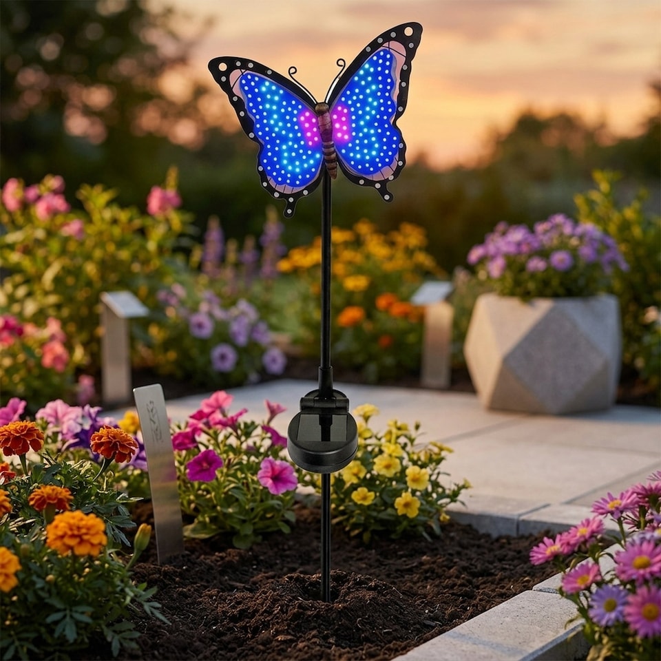 image 1 of Scarlet Solar Butterfly Garden Wall Art Light