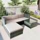 image 6 of Alivio 3 Seater Rattan Corner Sofa Set, 3 Piece PE Rattan Garden Furniture Set with Coffee Table Grey