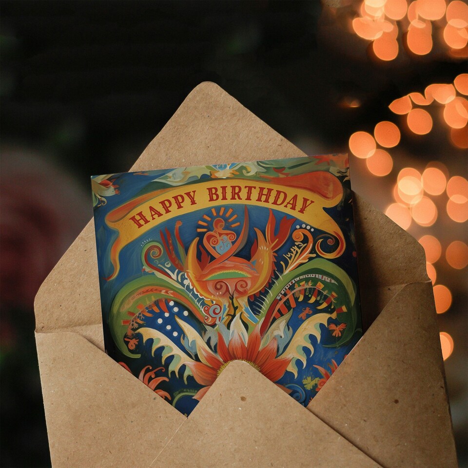 image 1 of Mad Circus Cake Abstract Carnival Woman Her Birthday Card