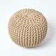 image 3 of Homescapes Linen Round Cotton Knitted Pouffe Footstool - 35 x 40 cm