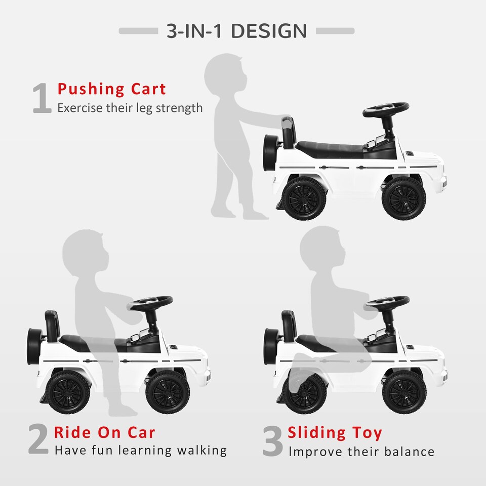 image 1 of HOMCOM Benz G350 Kids Ride on Sliding Car w/ Under Seat Storage No Power White