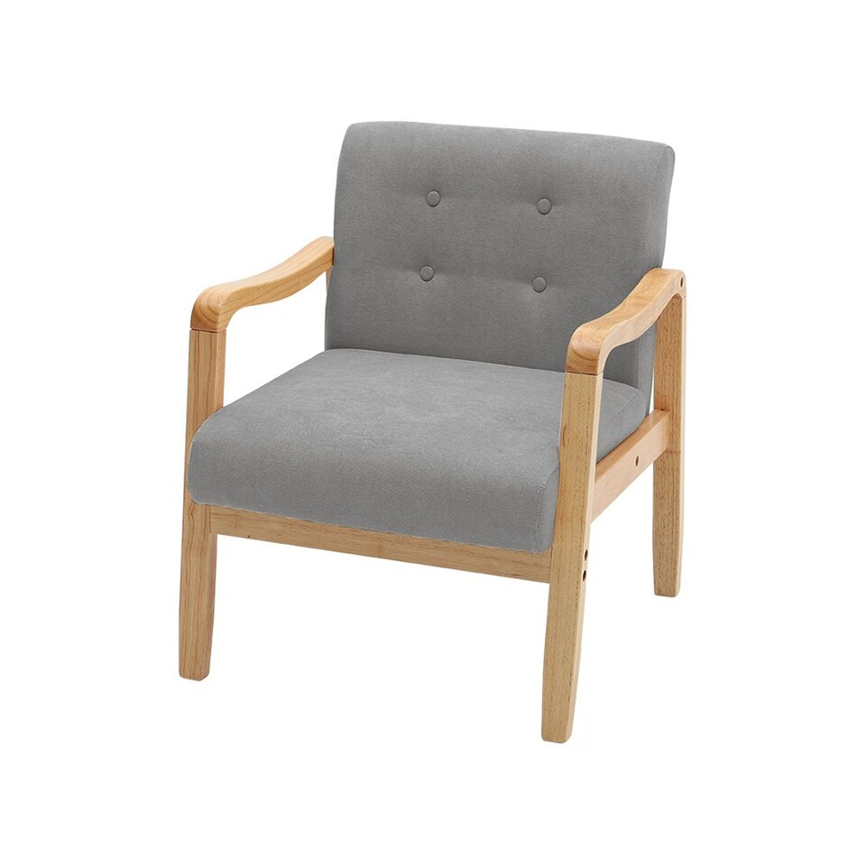 image 1 of Living and Home Wood Frame Upholstered Armchair - Grey - 70cm