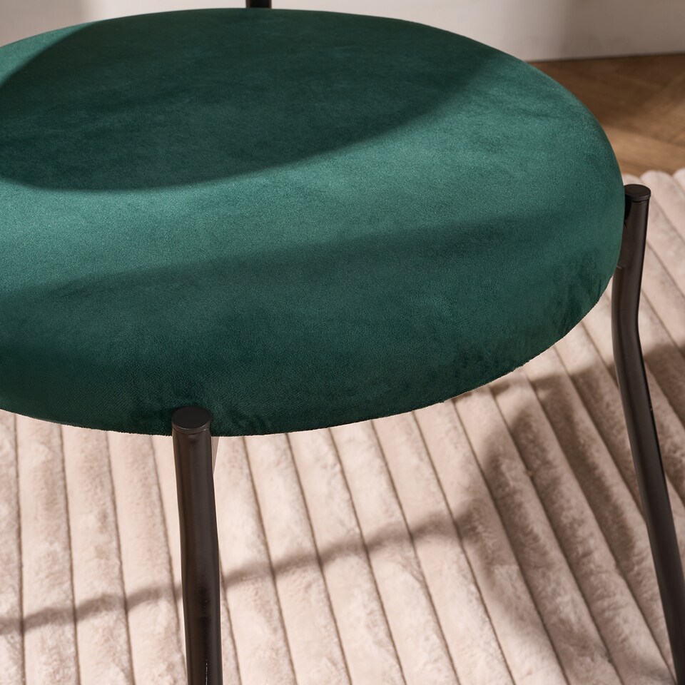 image 1 of OHS Matte Velvet Accent Dining Chair Padded Seat with Metal Legs | Green | Forest Green