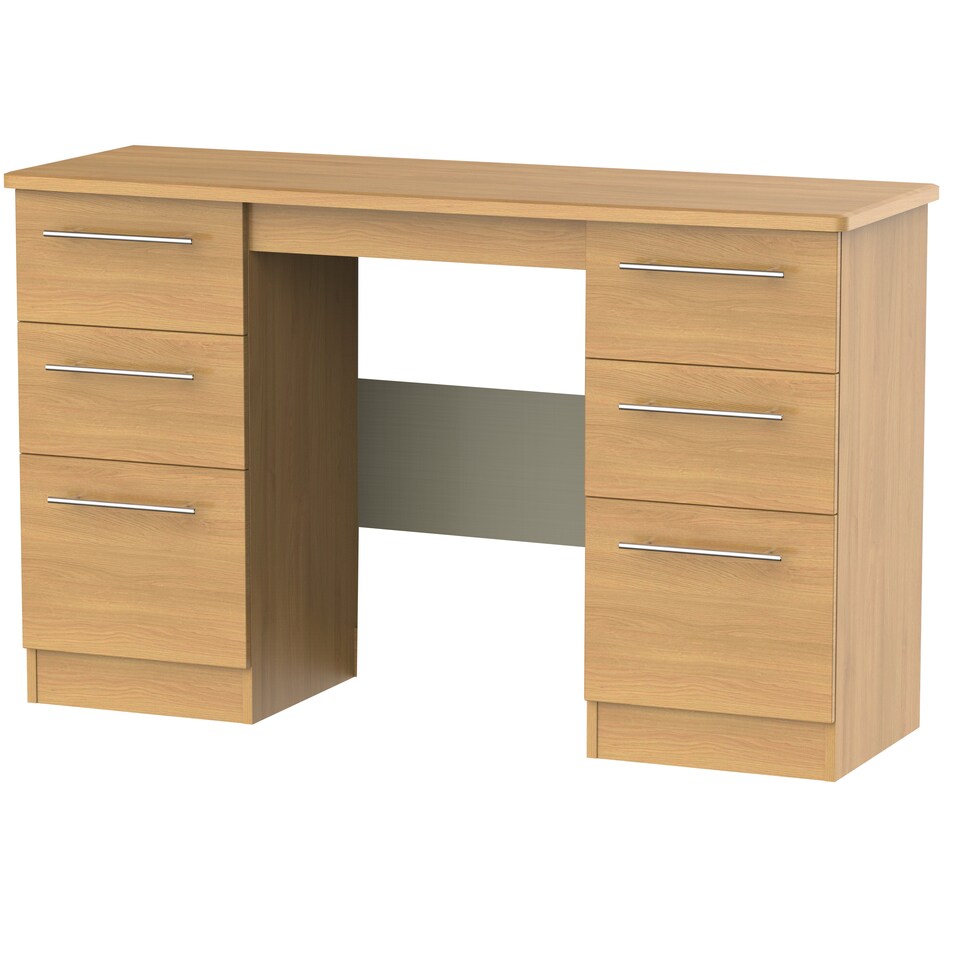 image 1 of Carlton 6 Drawer Kneehole Desk in Modern Oak (Ready Assembled) | Brown | Modern Oak