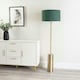 image 1 of ValueLights Lexy Forest Green Fabric Drum Shade with Antique Brass Dimmable Floor Lamp with LED Bulb