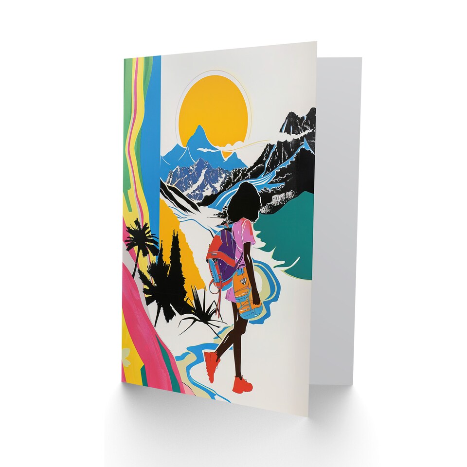 image 1 of Greeting Card Hiking Outdoor Adventure Graphic Conceptual Art Farewell