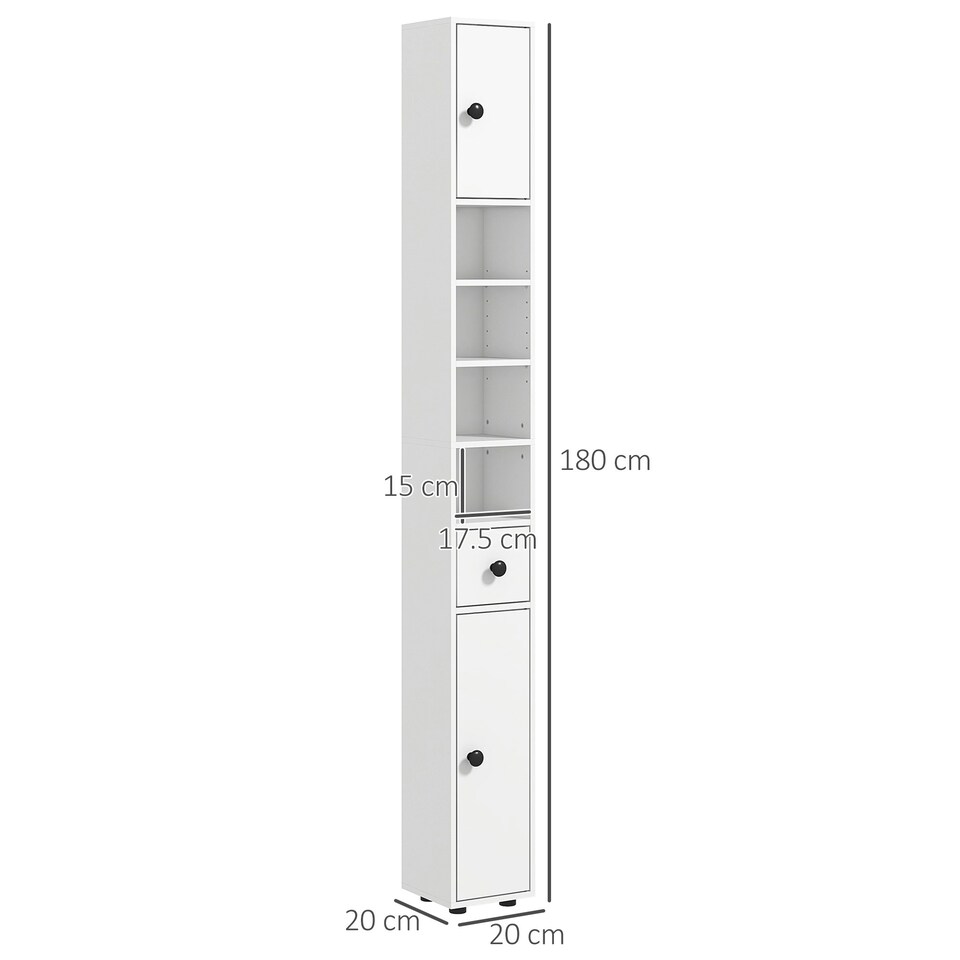 image 1 of Kleankin Slim Bathroom Cabinet, Toilet Roll Storage w/ Open Shelves, White