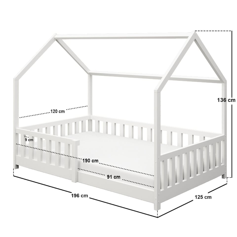 image 1 of Flair Explorer Small Double Play House Floor Bed White Wooden