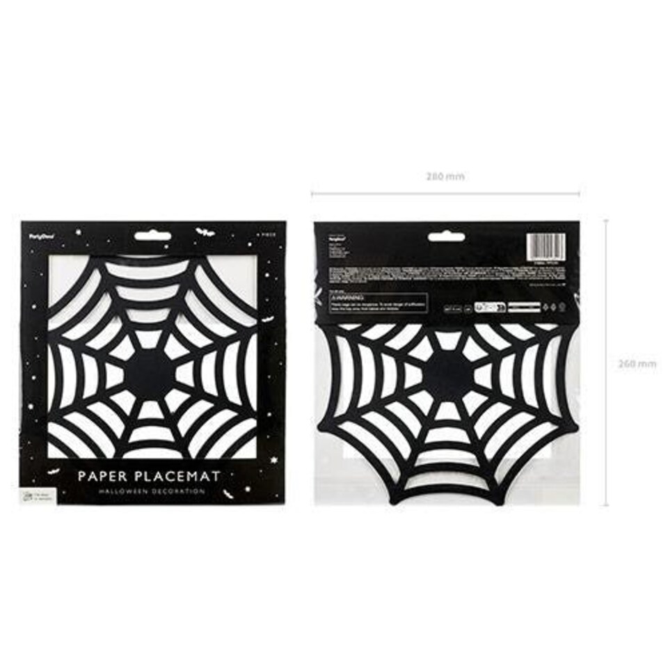 image 1 of Spider Web Black Halloween Paper Table Placemats - Pack of 4 | Black