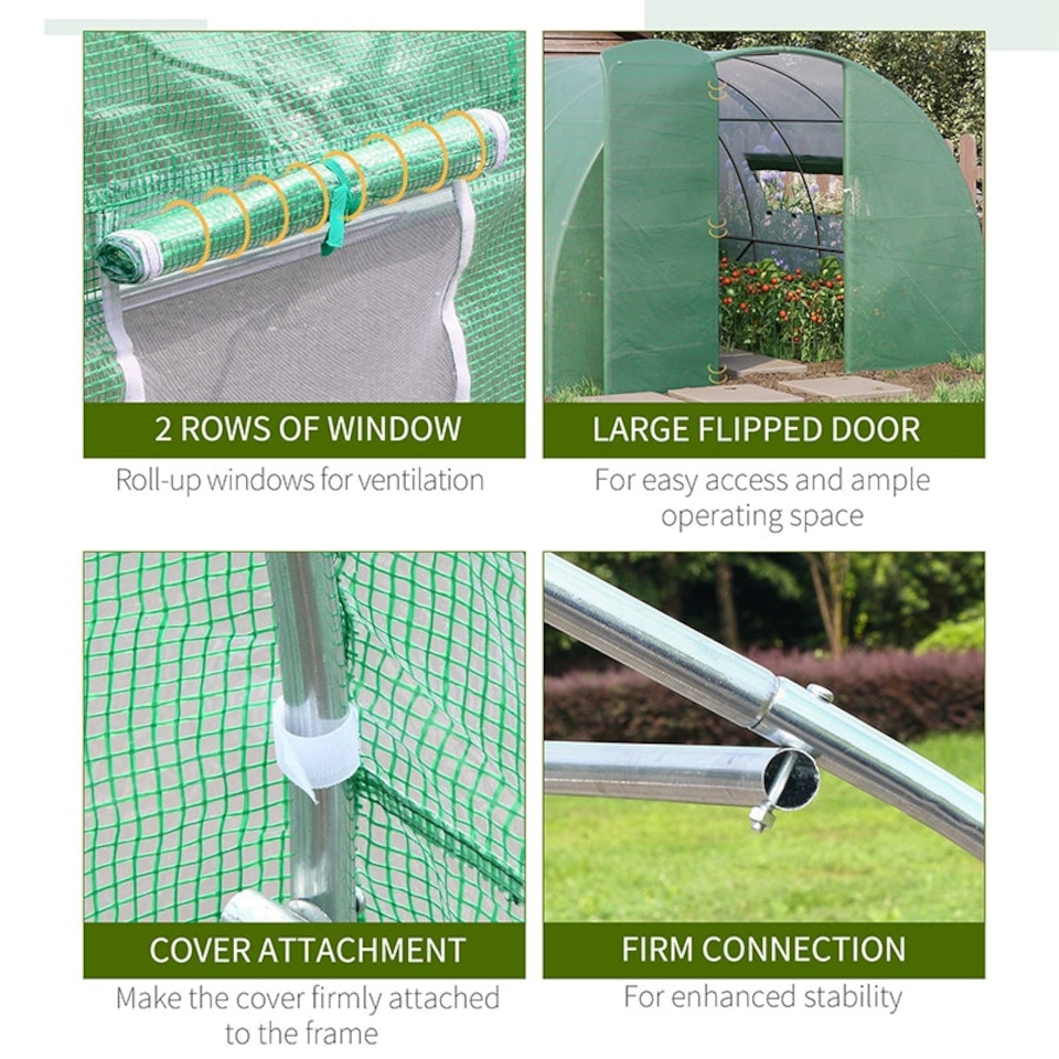 image 1 of Outsunny 4 x 3M Walk-in Garden Polytunnel Greenhouse Galvanised Steel W/ Door