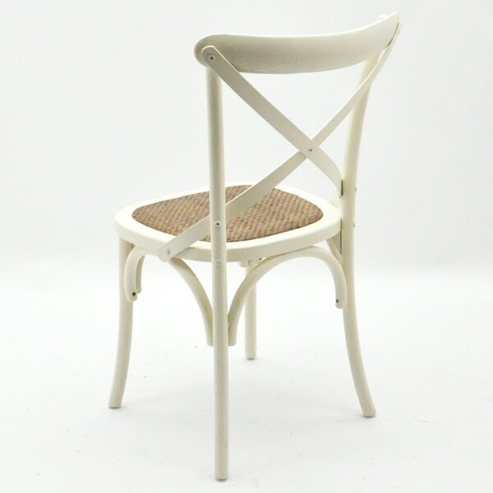 image 1 of French Cross Back Dining Chair - Elm Wood - L46 x W49 x H88 cm - Antique Cream White