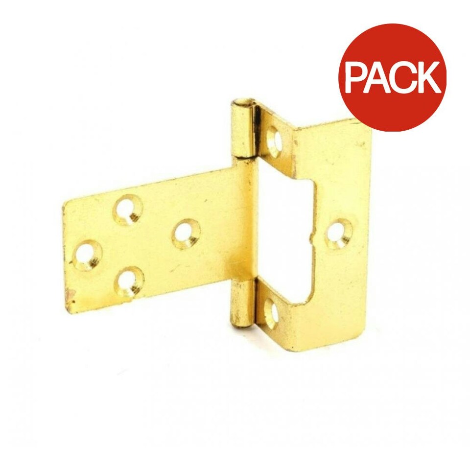 Securit Cranked Brass Plated Flush Hinges (Pack Of 2) - Gold - One Size