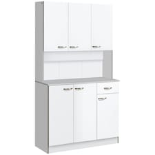 HOMCOM Freestanding Kitchen Cupboard, Storage Cabinet with Doors White