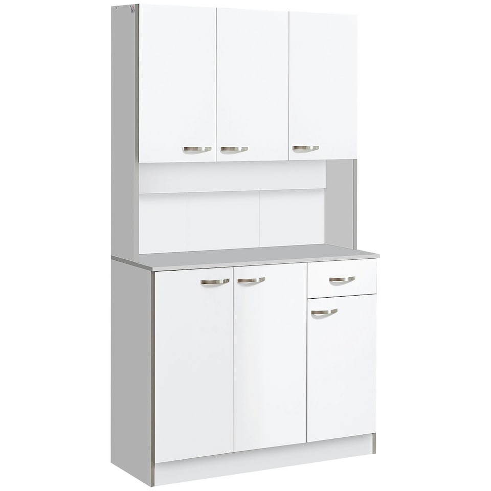image 1 of HOMCOM Freestanding Kitchen Cupboard, Storage Cabinet with Doors White