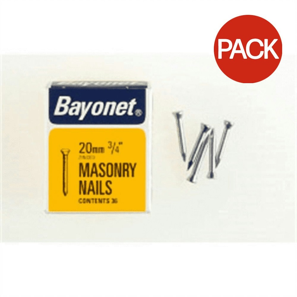 Bayonet Zinc Plated Masonry Nails (Pack of 36) - Silver - One Size