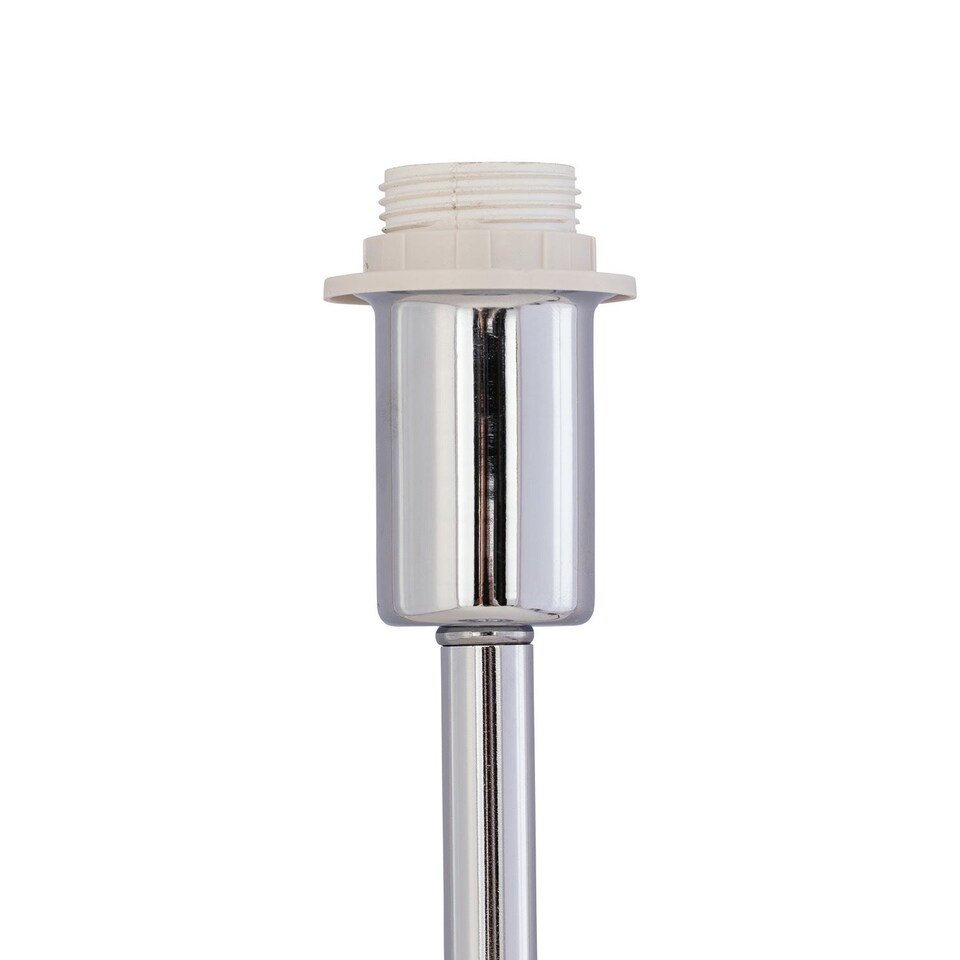 image 1 of Chrome Touch Operated Table Lamp with Grey Cut Out Shade | Chrome | Grey | Medium | 1