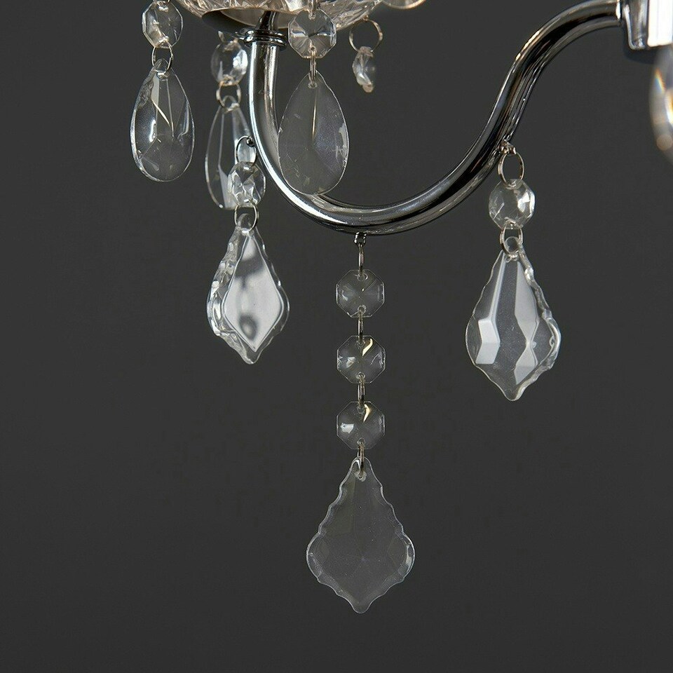 image 1 of ValueLights Varuna Glass Droplet IP44 Rated Bathroom Chandelier Pendant Ceiling Light