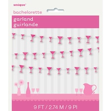 Unique Party Paper Martini Glass Garland - Pink - 9ft