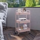 image 7 of HOMCOM 3-tier Storage Trolley on Wheels, Metal Storage Cart, Rolling Ultility Cart with 3 Mesh Baskets for Living Room, Kitchen, Pink