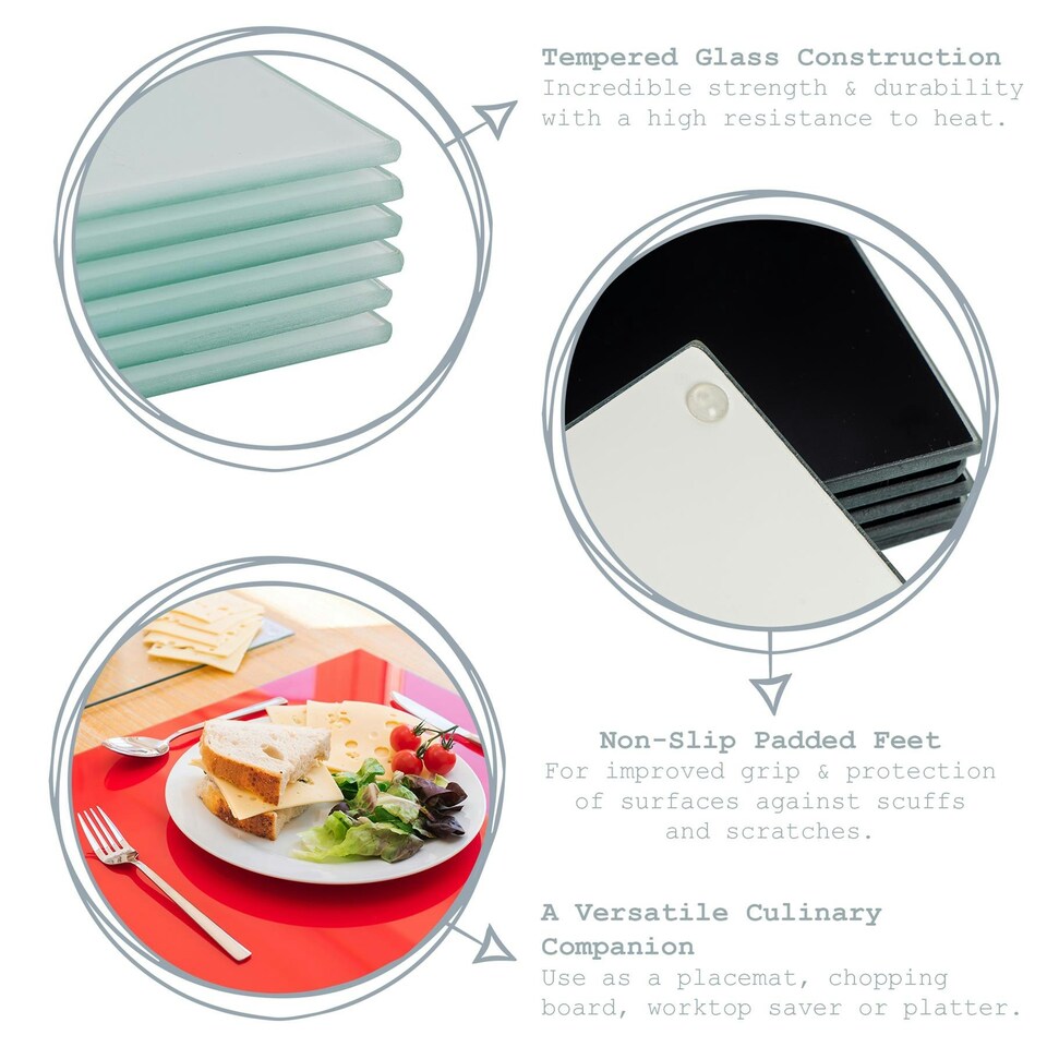 image 1 of Harbour Housewares Round Glass Placemats - 30cm - Black - 6pk - Elegant Table Set Black