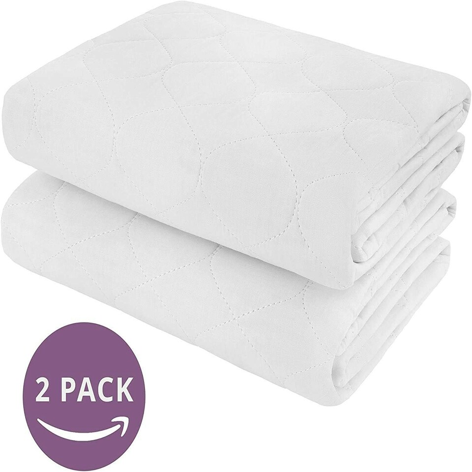 image 1 of Incontinence Bed Pads Non Slip - Extra Heavy Absorbency Washable Bed Sheets, Soft Cotton Waterproof Mattress Protector, Bed Wetting Mats, Single Size Absorbs 2L White | 2 pack | Single