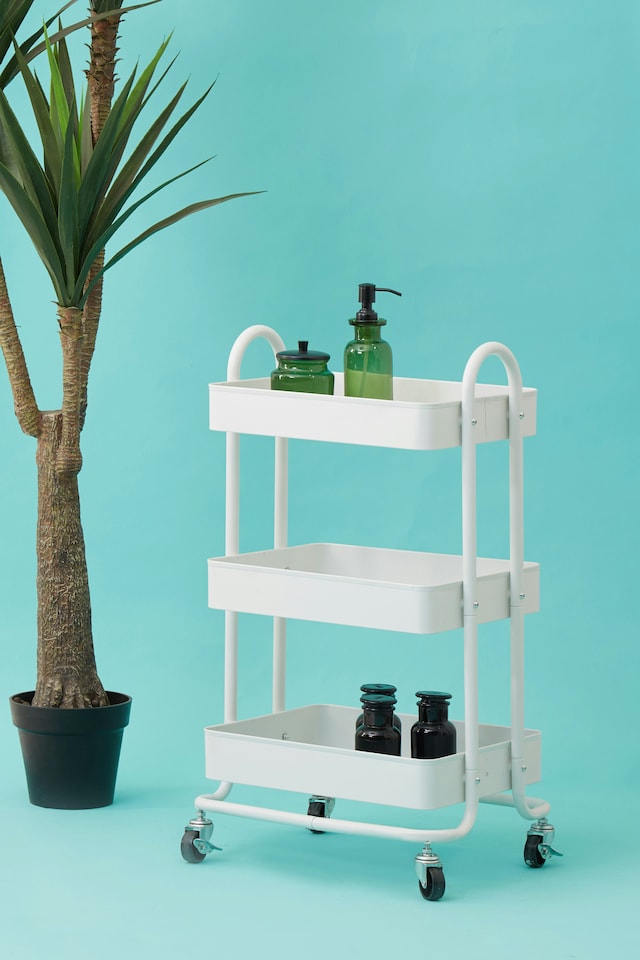 image 1 of Orsina Three Tier Black Trolley, Versatile Drinks Trolley, Lightweight And Compact Storage Garden Trolley  for Home