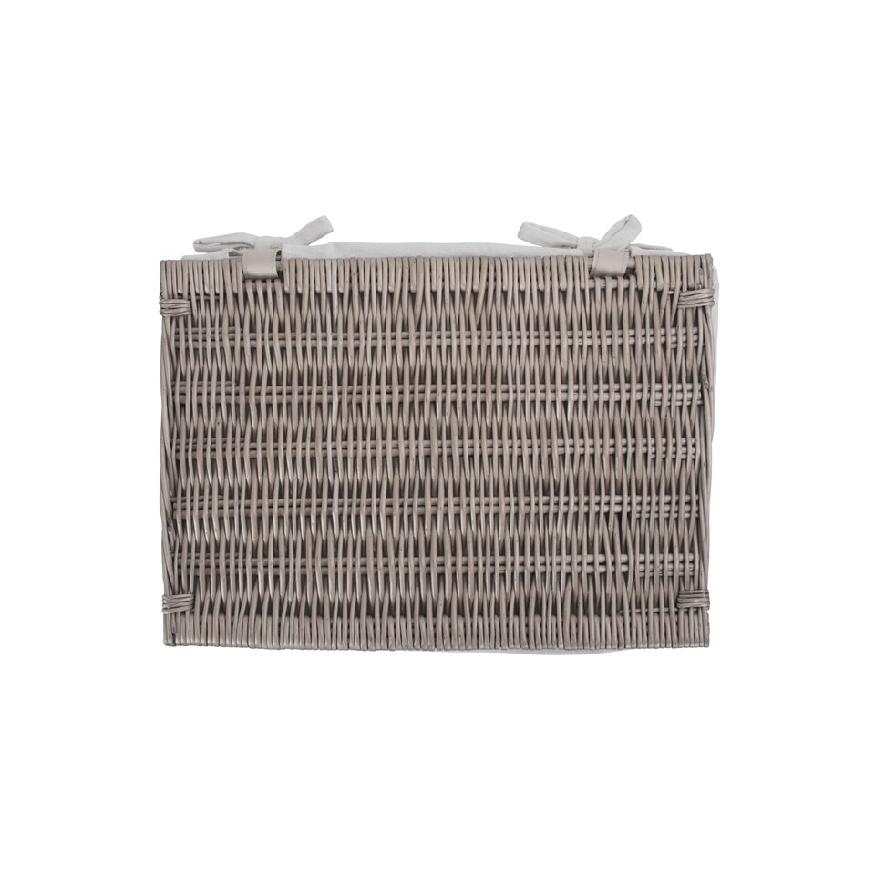 image 1 of Medium Antique Wash Cotton Lined Wicker Storage Basket | Brown | Brown