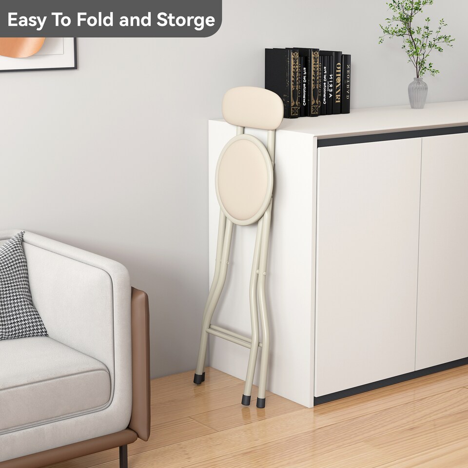 image 1 of MCC Direct Set of 2 Folding Breakfast Bar Stools Padded Kitchen Dining Chairs