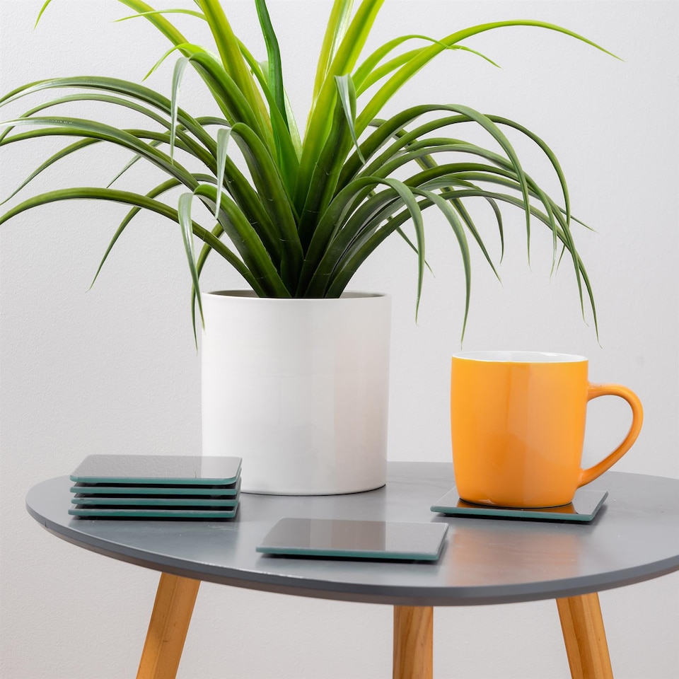 image 1 of Harbour Housewares Glass Square Coasters - 10cm - Black - Pack of 6